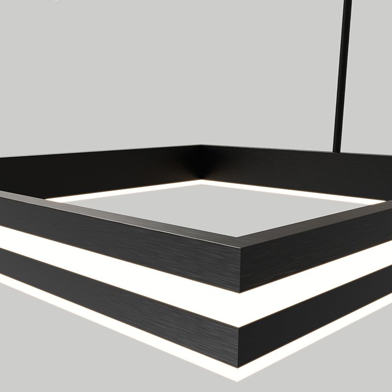 Luces de lámpara de araña de forma cuadrada de metal moderno 2 accesorios de iluminación de lámpara de luz