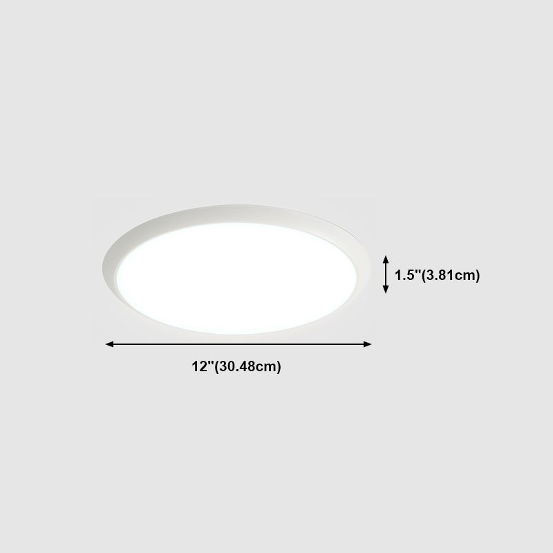 Lámpara de techo empotrada de forma redonda de metal, iluminación empotrada de 1 luz de estilo moderno en blanco
