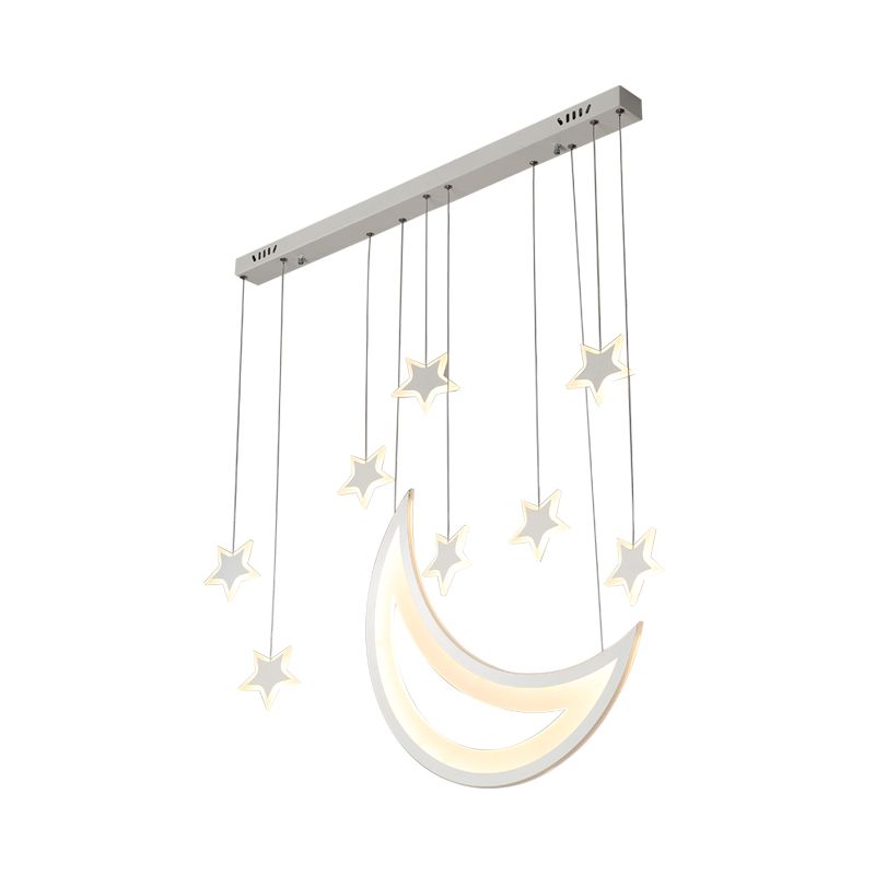 Luz de techo de luna y estrellas LED acrílico moderno 5/9 luces de comedor de comedor colgante sobre mesa con luz cálida/blanca