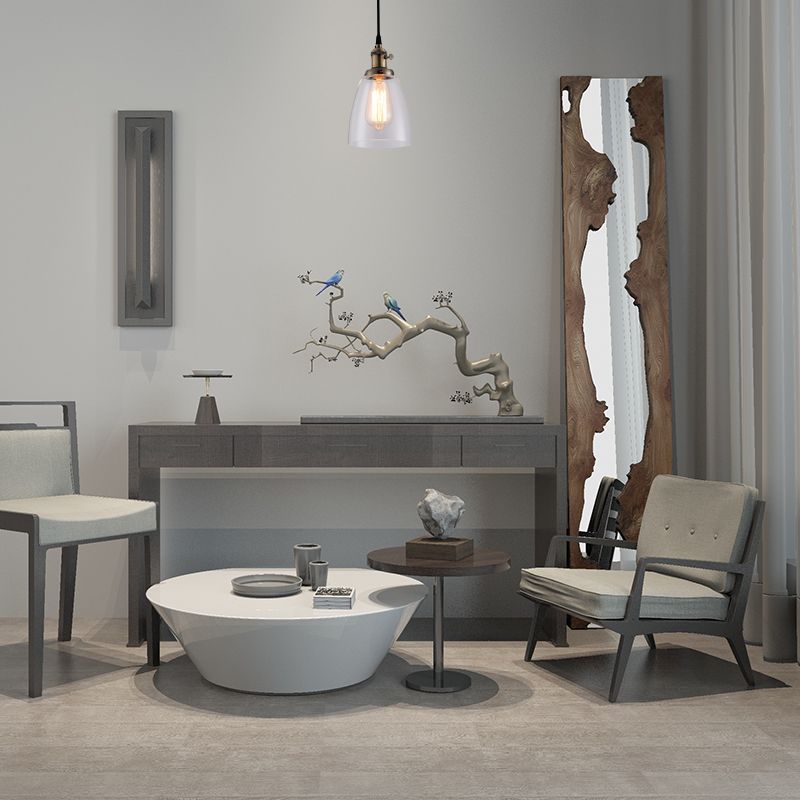 Kit di luce appesa al vetro a campana industriale 1 lampadina lampada a sospensione con bronzo/ottone/rame