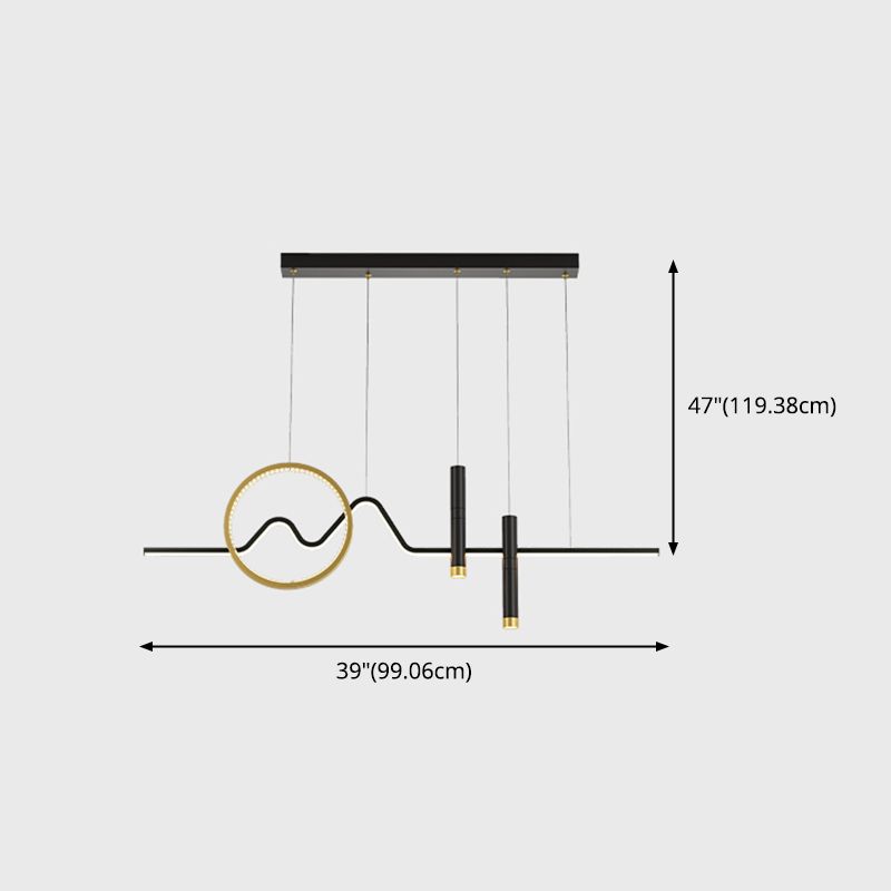 Metal Shaded Pendant Lighting Fixture Simplicity-Style LED Island Lighting Fixture in Black