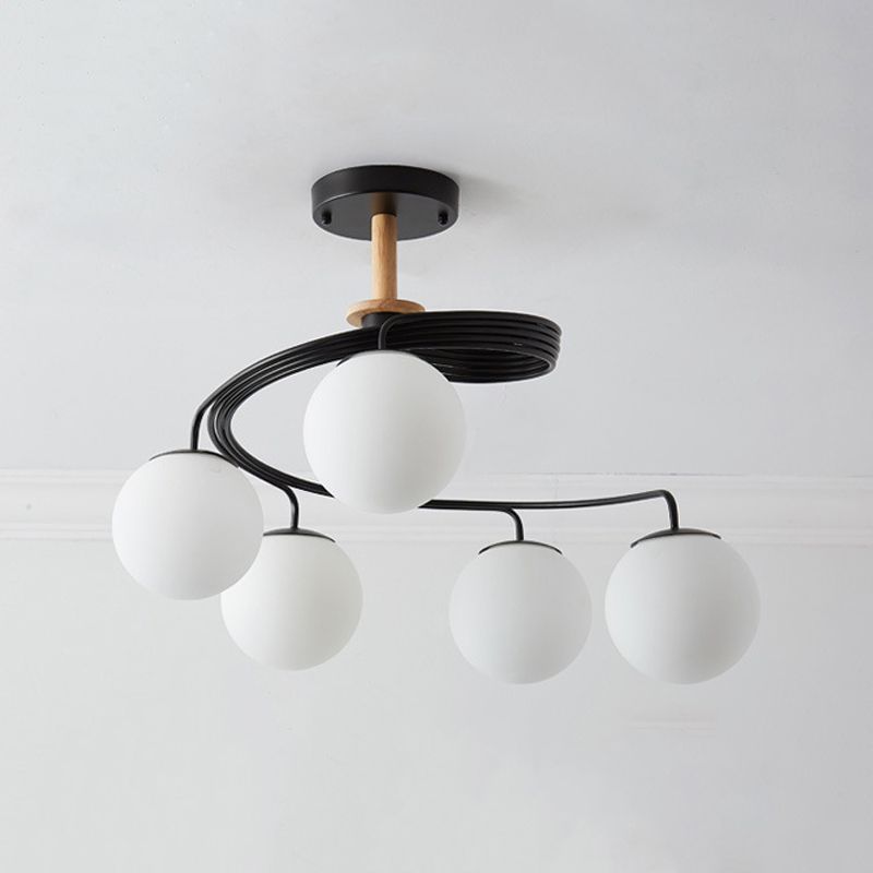 Simple Macron Chandelier Glass Multi Head Pendant Lighting Fixtures for Bedroom