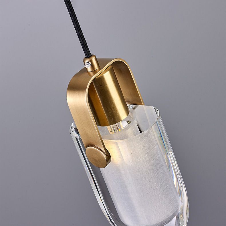 Luce a sospensione in bronzo di cristallo nella moderna lampada sospesa geometrica di rame di lusso per camera da letto