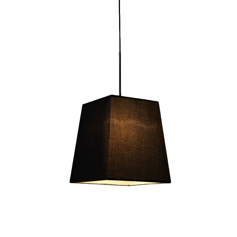 Trapeziumvormige mini hanglamp eenvoud stof enkele zwarte suspensielamp voor eetkamer