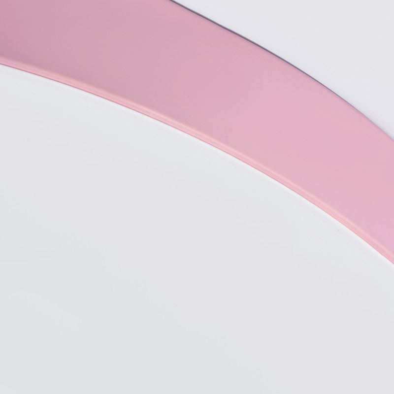 Macaron Round Flush Mount Ceiling Light Fixture with White Acrylic Shade