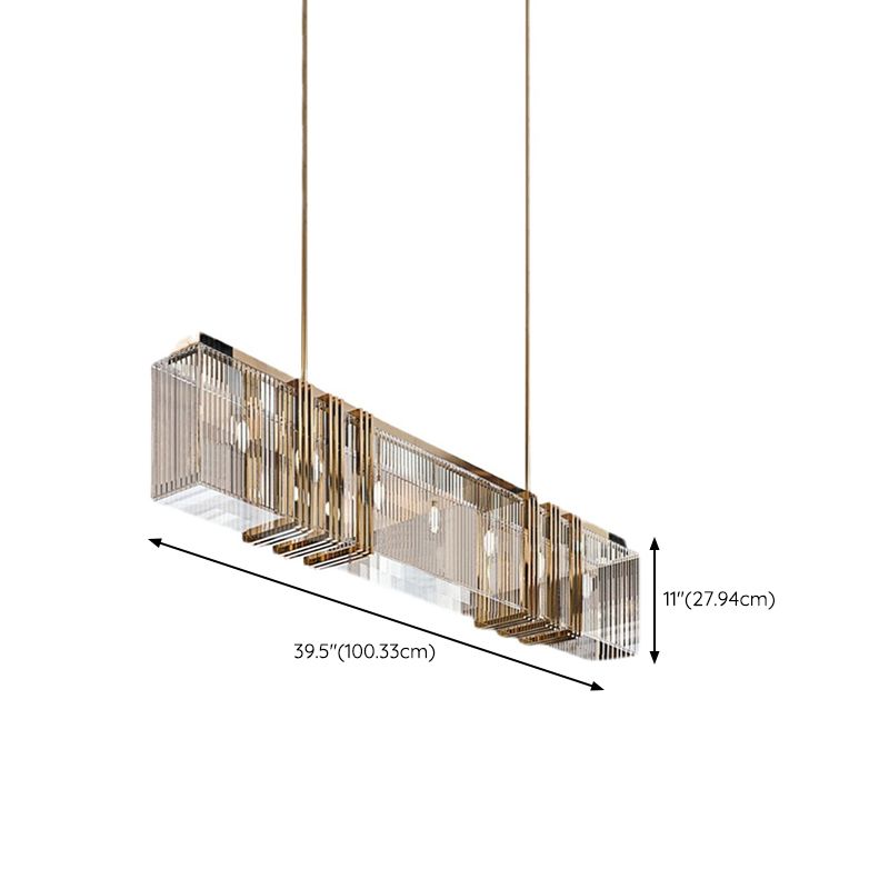 Nordic Style Hanging Lamp Rectangle Shape Island Light Fixture for Living Room