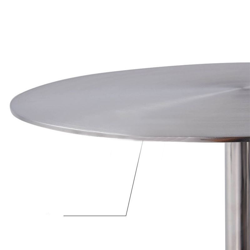 Pedestal Round Silver Coffee Table for Living Room Stainless Steel Cocktail Table