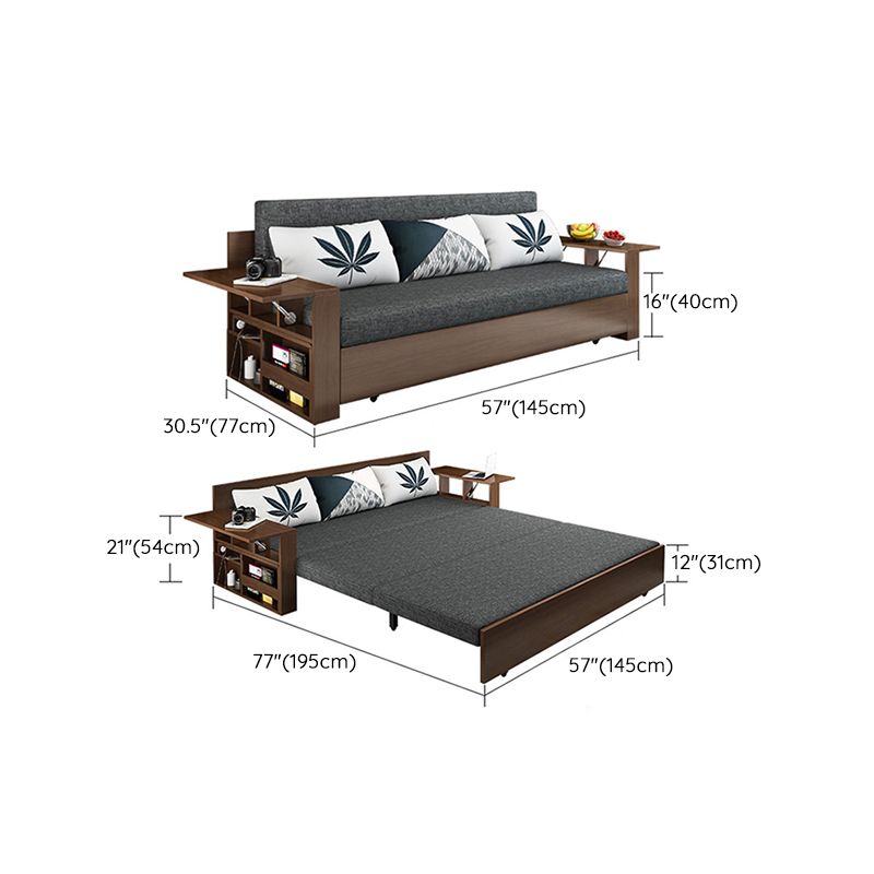 30" Wide Contemporary Sleeper Sofa Futon Gray Storage Sleeper Sofa