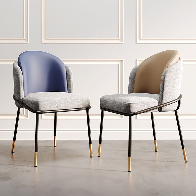 Nordic Design Armless Solid Back Chair for Home Linen Dining Chair