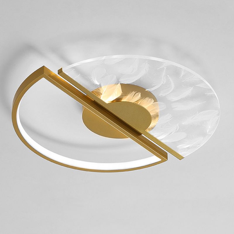 2 Light Circle Ceiling Lamp Modern Style Metal Ceiling Lighting for Living Room