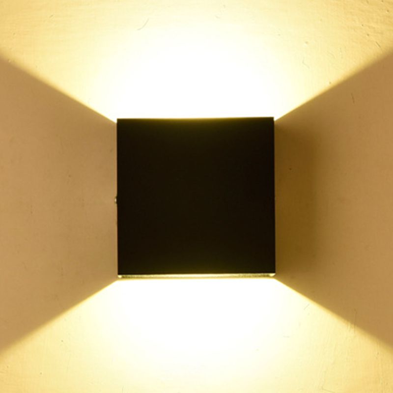 2-Lights Aluminum Wall Light Modern Cube 4" Wide Wall Sconce for Living Room