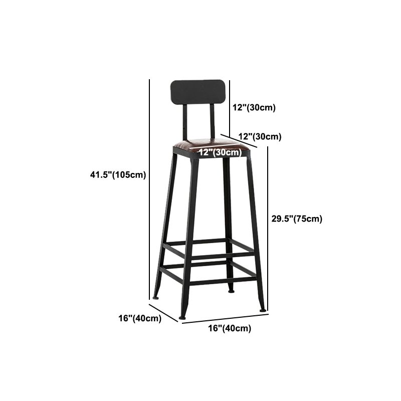 Industrial Coffee Shop Footrest Barstool Black Upholstered Counter Stool