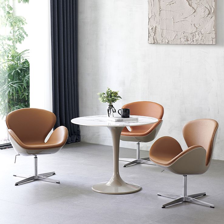Contemporary Style Home Sintered Stone Dining Table Round Table with Tulip Base