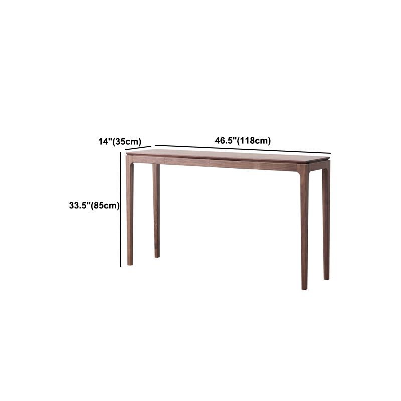 Mid-Century Modern Sofa Table 4 Legs Wood Rectangle Storage Walnut Console Table