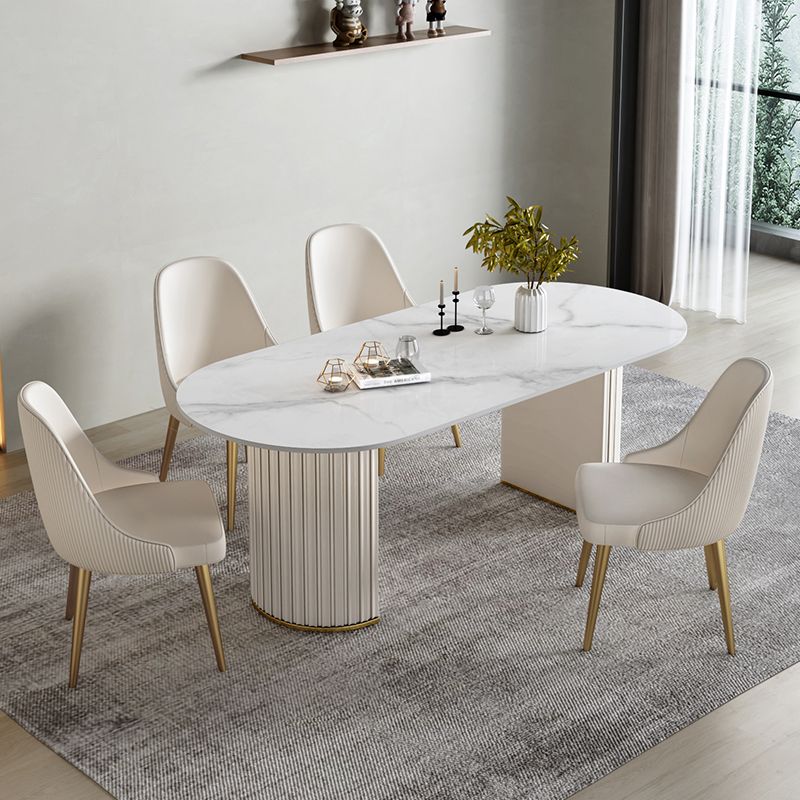 1/2/5/6/7 Pcs Metal Modern Dining Set with Oval Shape Table Dinette Set