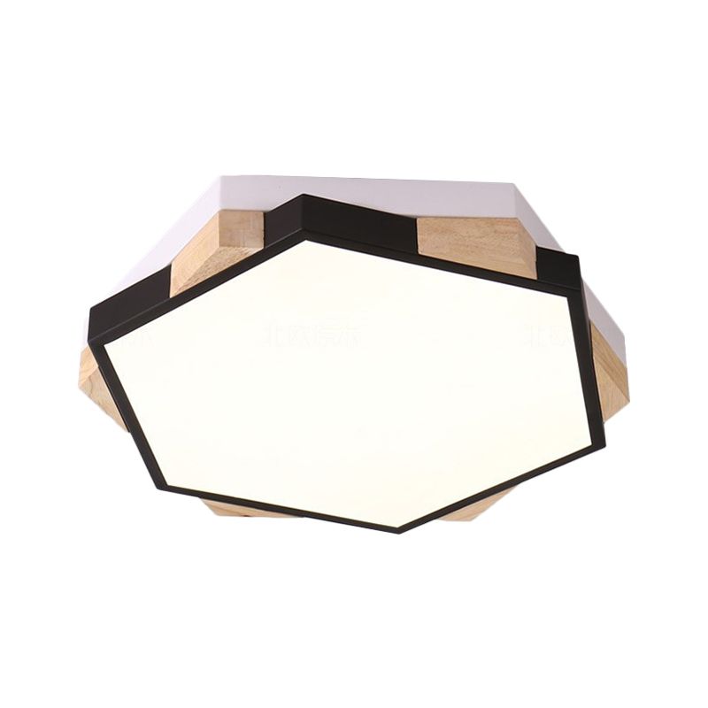 Style nordique Hexagon Flush Mount Light Acrylic Ceiling Lamp for Study Room