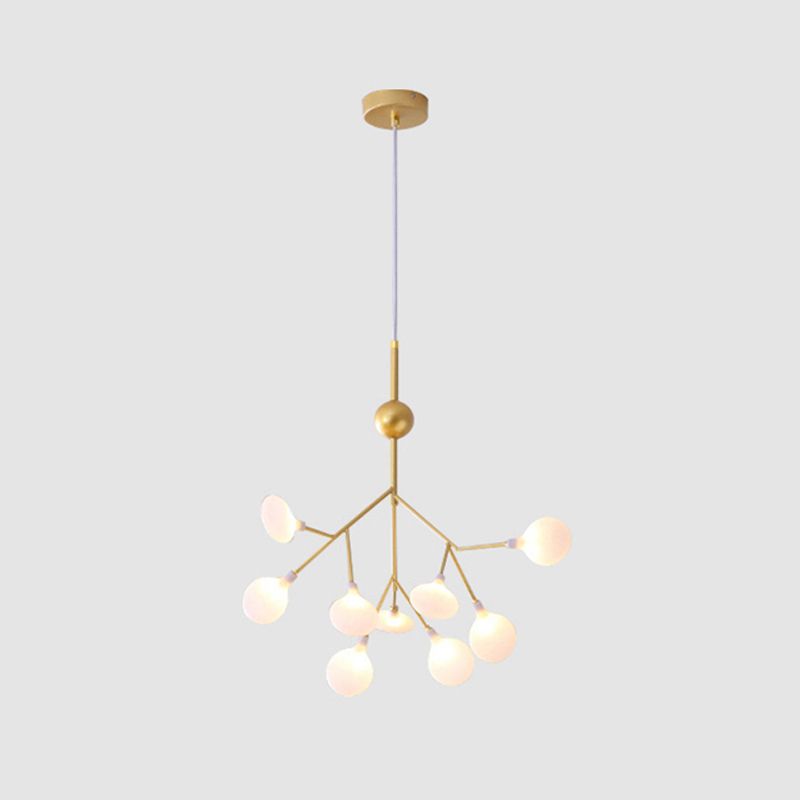 Leaf Chandelier Contemporary Acrylic LED Gold Ceiling Suspension Lamp for Living Room