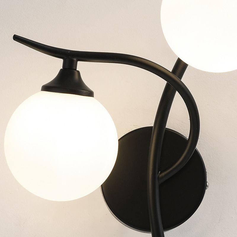 Contemporary White Glass Wall Sconce 2 Head Wall Light for Living Room