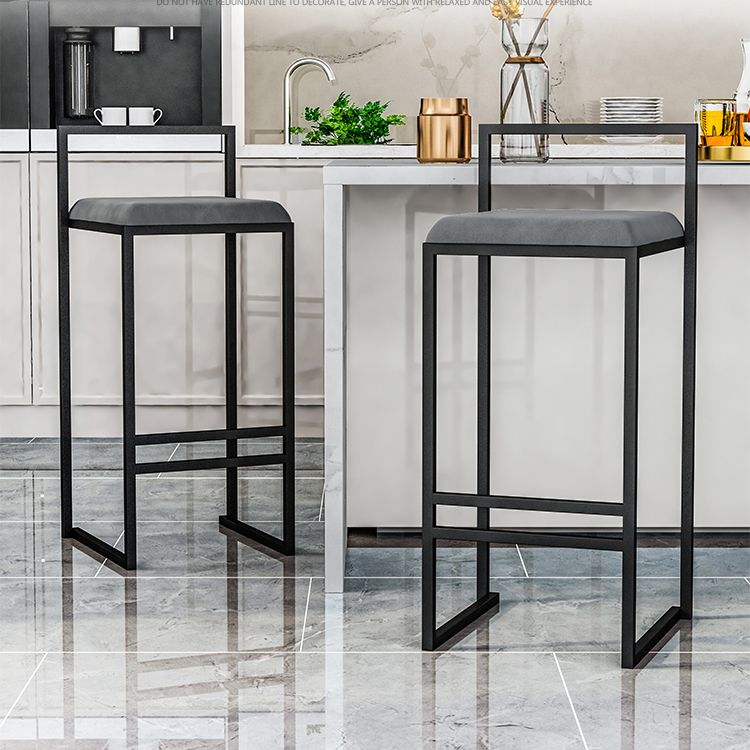 Modern Jewelry Shop Velvet Counter Stools Matte Finish Footrest Barstool