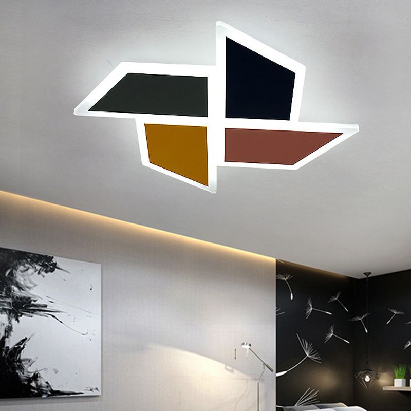 Cartoon Toy Windmill Flush Mount Light Acrylic Multi-Colored LED Ceiling Light for Study Room