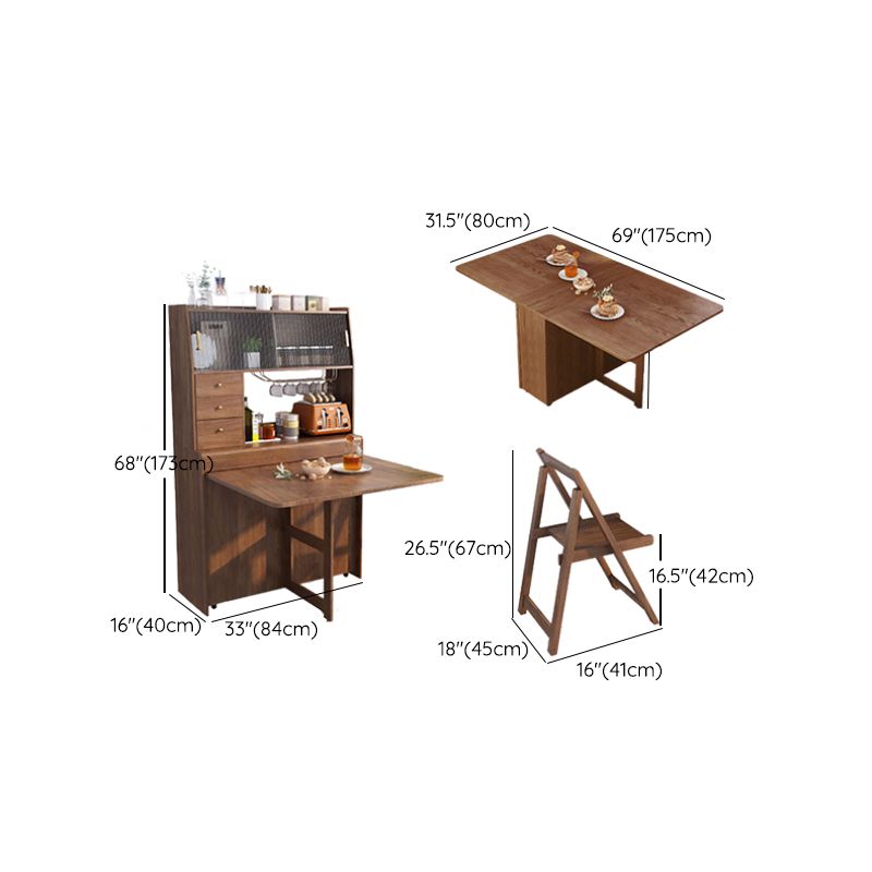 Modern Style Rectangle Solid Wood Dining Table with Drawer, 68.9" x 31.5" x 29.5"