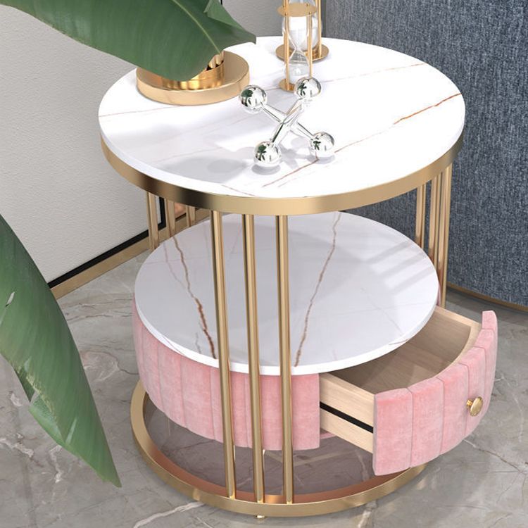 Glam 1 - Drawer Accent Table Nightstand 21.65" Tall Stone Night Table