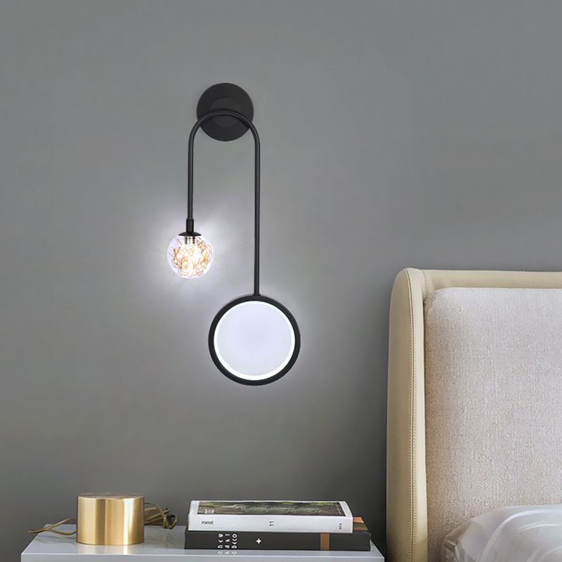 2-Light Round Wall Lighting Ideas Modern Style Metal Wall Mount Lamp