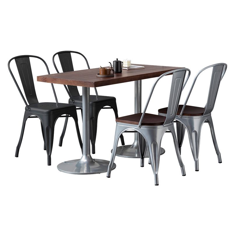Industrial Dining Room Table Pine Solid Wood Table with Metal Base for Home Kitchen Dinner