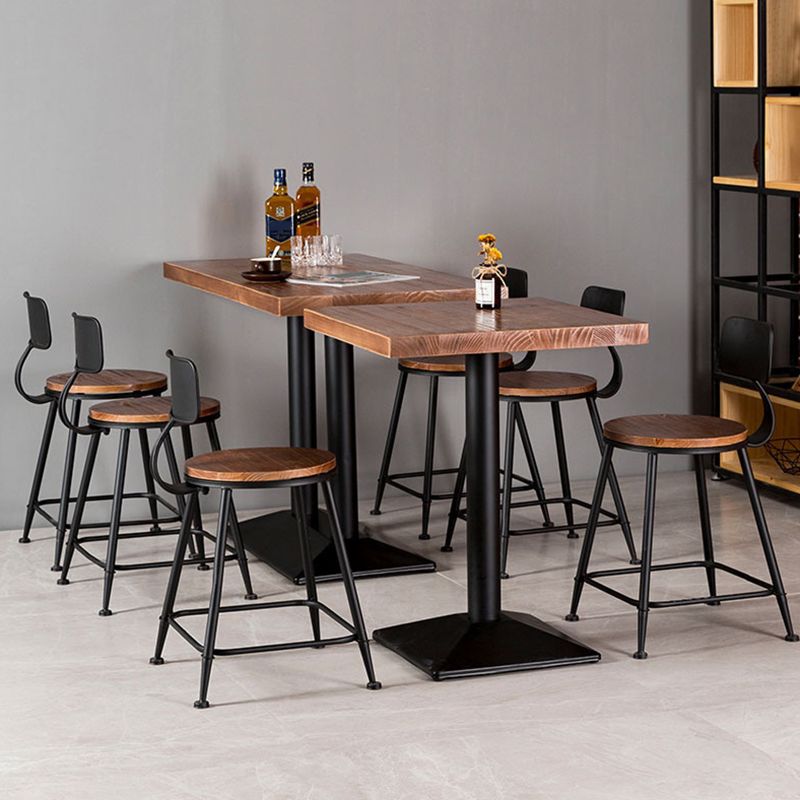 Black Base Dining Table Industrial Wood Table for Dining Room Kitchen