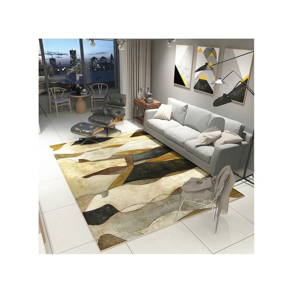 Nordic Geometric Pattern Rug Multi-Color Polypropylene Carpet Anti-Slip Washable Stain Resistant Rug for Great Room