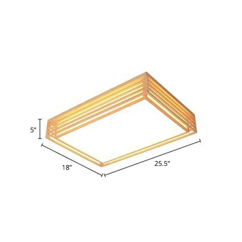 Plafón de techo cuadrado de madera Luminaria empotrada LED beige minimalista