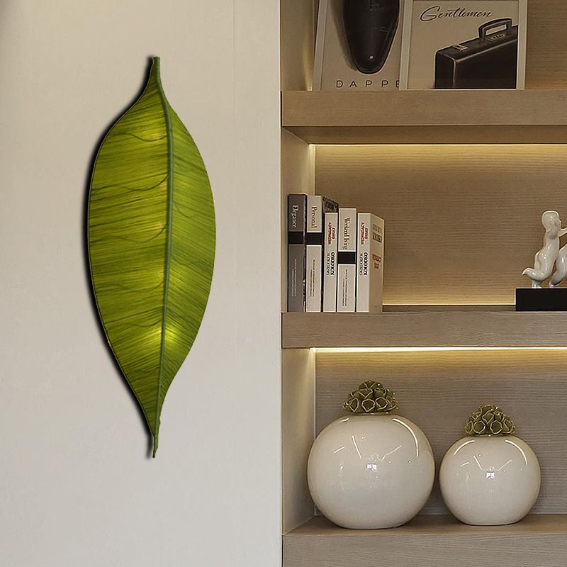 A forma di foglia a parete leggera fonce art deco tessuto a 3 bulb a parete da letto a parete montata in giallo/verde