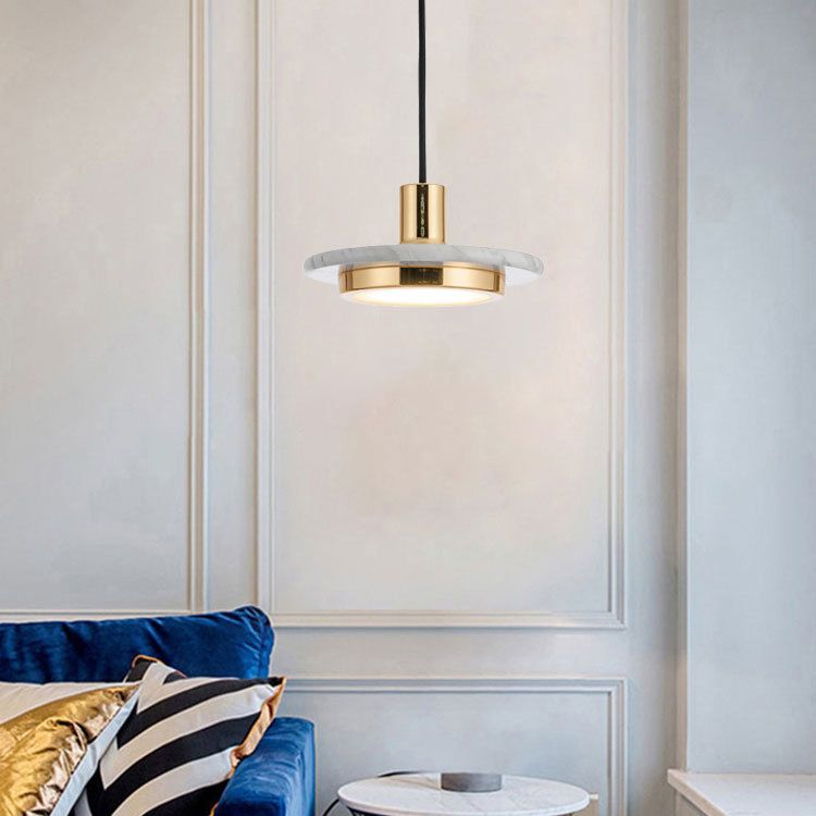 Stone Circle Pendant Lighting Fixture Minimalist LED Hanging Light Kit for Living Room