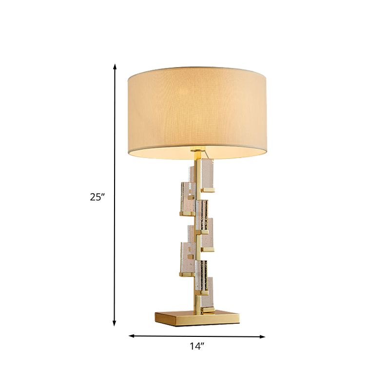 1 Lampada da comodino da comodino Modernista Attività in oro con tonalità in tessuto cilindro