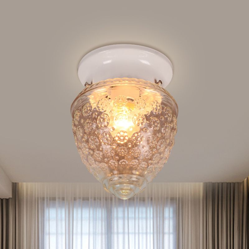 Acorn Shape Flush Mount Modernist Clear Glass 1 Light White/Black Flush Mount Light Fixture