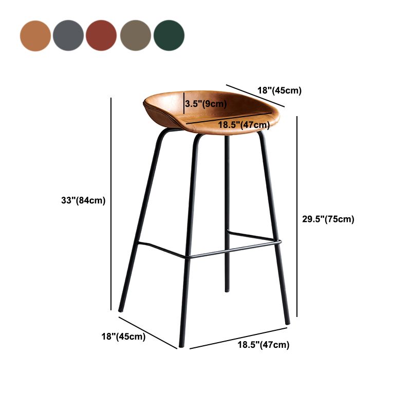 Faux Leather Armless Counter Stool Industrial Bristol Bucket Bar Chair