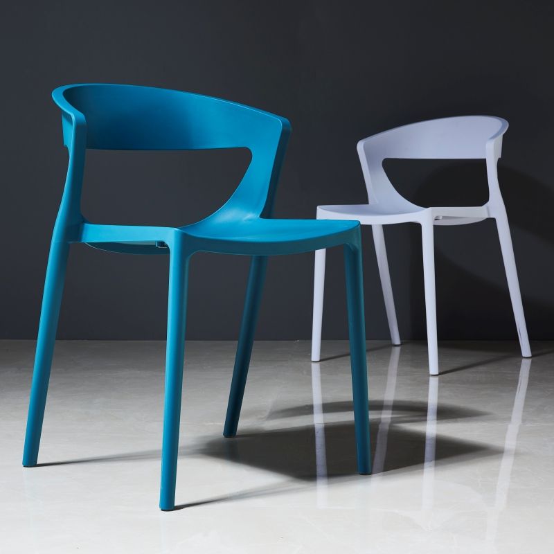 Silla de comedor de plástico de estilo contemporáneo, sillas laterales sin brazos para cocina