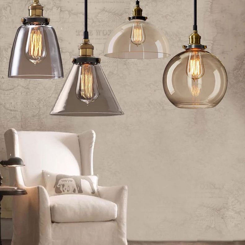 1 kit d'éclairage léger en verre industriel rétro lumière suspendue avec cordon suspendu pour restaurant