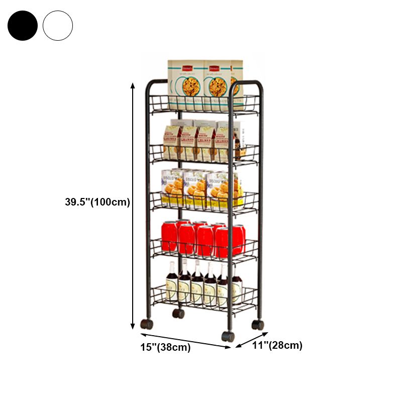 11"W Bookshelf Contemporary Style Bookcase with Casters for Home and Study Room