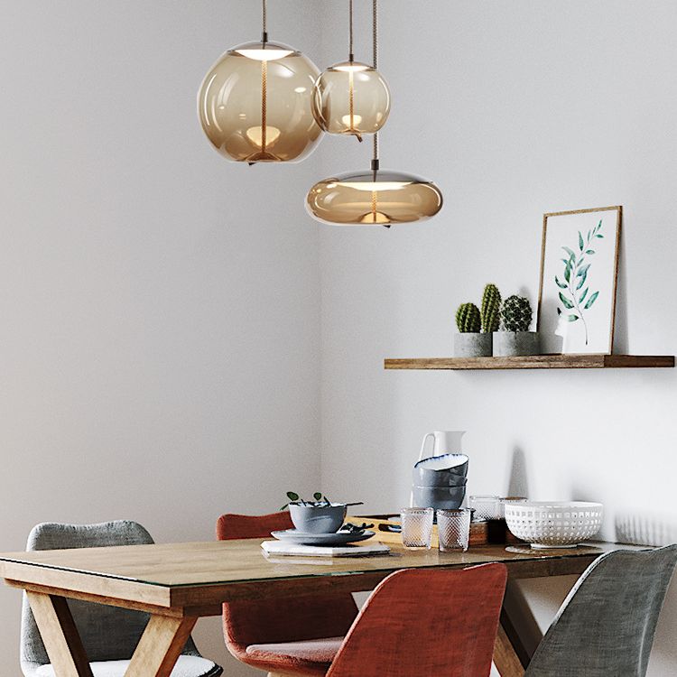 Modern plafond hanglamp met schaduwglas 1 lichte druppel hanger