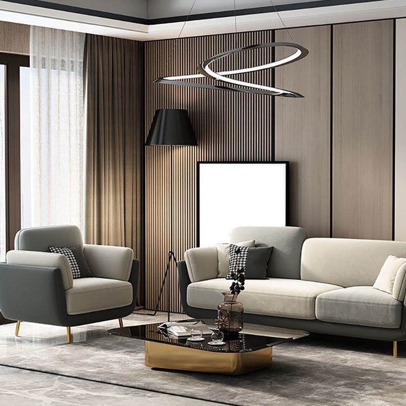 Polish Finish Sofa Flared Arm Sofa for Living Room and Bonus Room