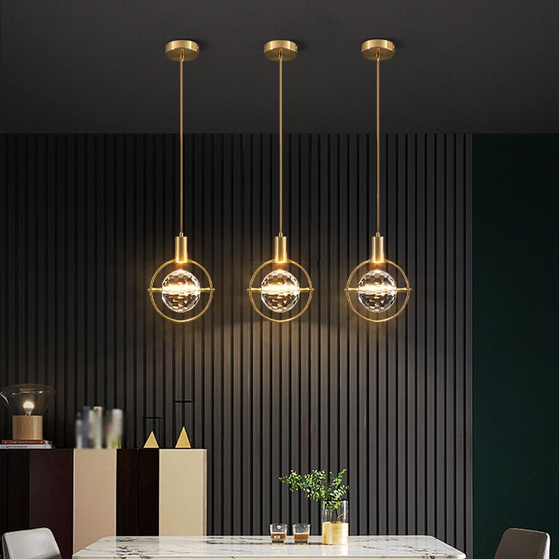 Elektroplate IJzeren hanglamp in moderne luxe stijl kristallen wereldhangende lamp voor slaapkamer