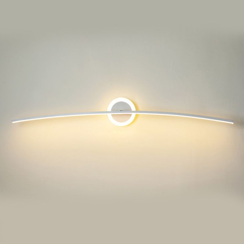 Modern Line Shape Wall Mounted Light 2 Lights Flush Mount Wall Sconce in White Finish