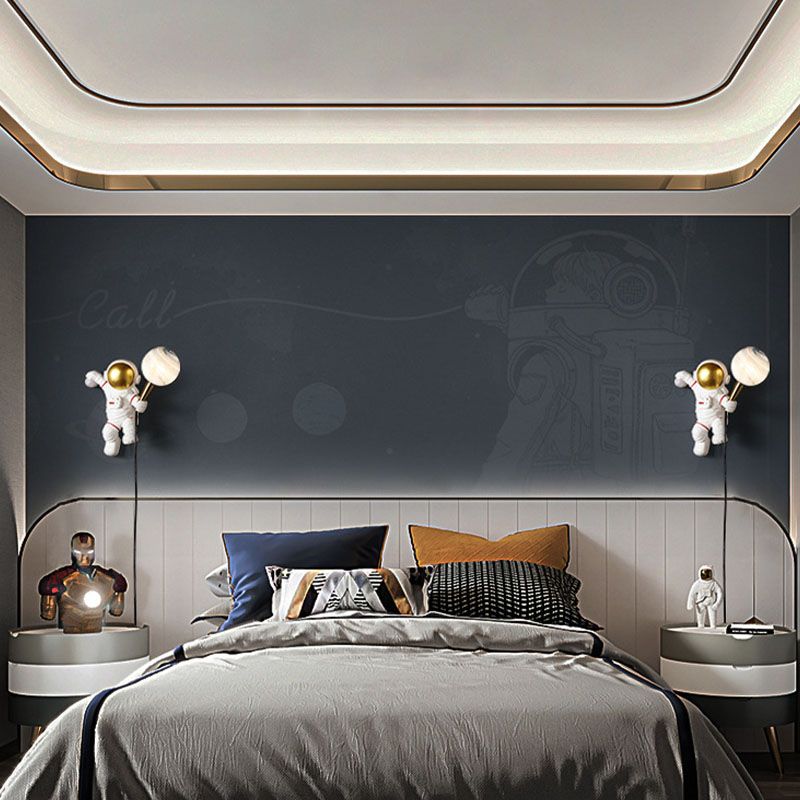 Astronaut Wandleuchten Beleuchtung Kinder Harz 1 Licht Schlafzimmer Wandleuchte mit Ballschatten