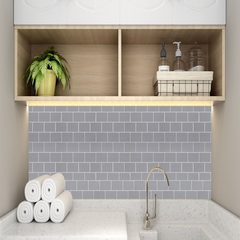 Grey Brick Wallpaper Panels Self-Sticking Country Bathroom Wall Covering, 12' L x 12" W