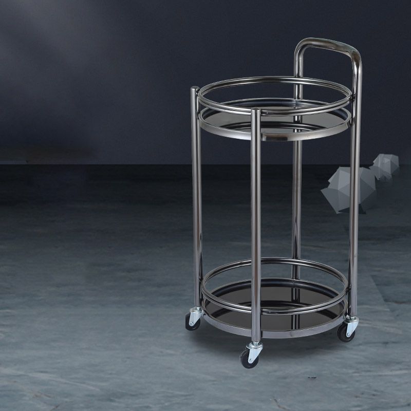 Modern Open Storage Prep Table Round Home Dining Kitchen Trolley