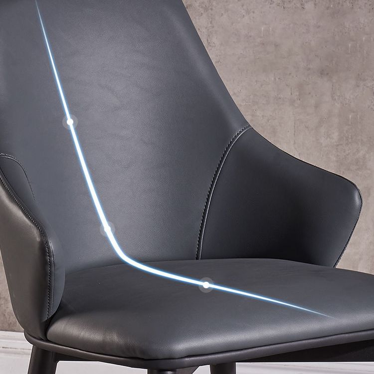 Faux Leather Dining Chair Wingback Side Chair in Matte Finish