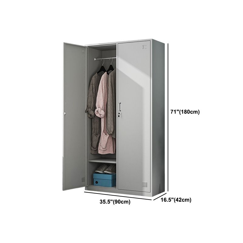 White Steel Storage Cabinet Contemporary Hinged Wardrobe Cabinet