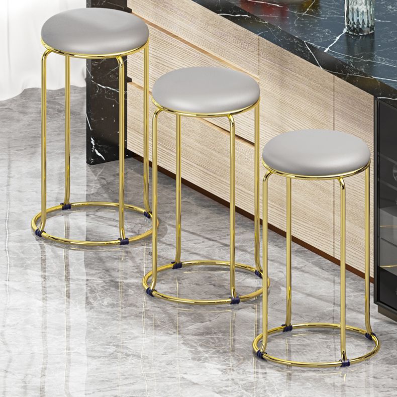 Scandinavian Stackable Counter Stool Fabric and Faux Leather Round Seat Counter Chair