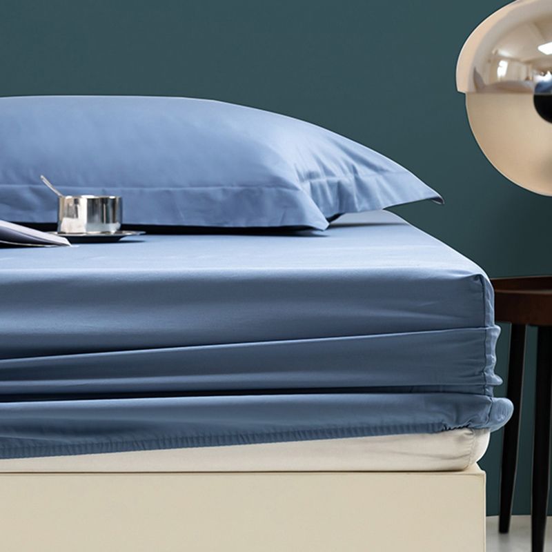 Fitted Bed Sheet Solid Color Non-pilling Breathable Skin-friendly Bed Sheet Set